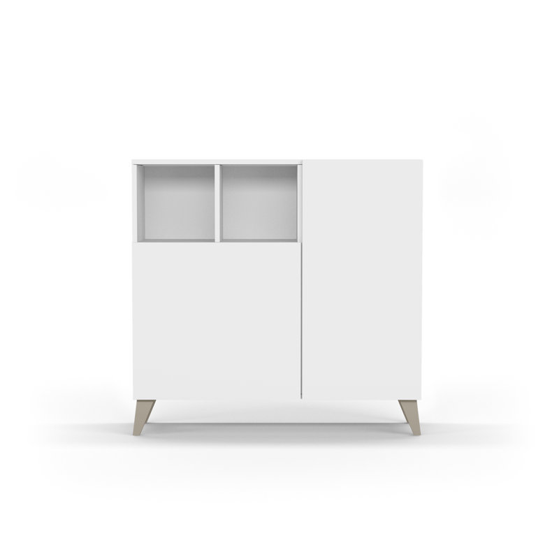 12 Pair Shoe Storage Cabinet, White/Mink