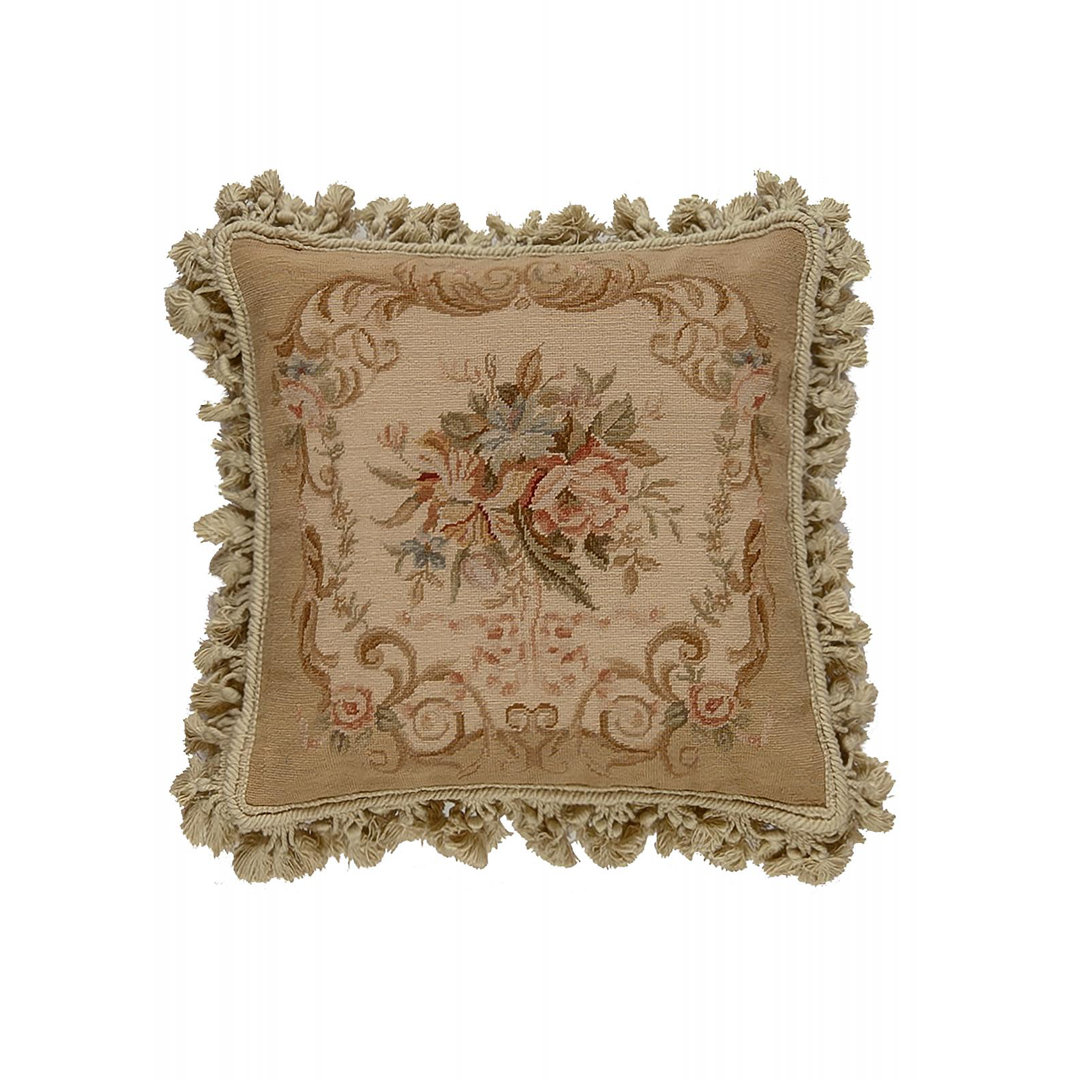 Needlepoint Square 100% Wool Pillow Cover & Insert Samad Rugs 