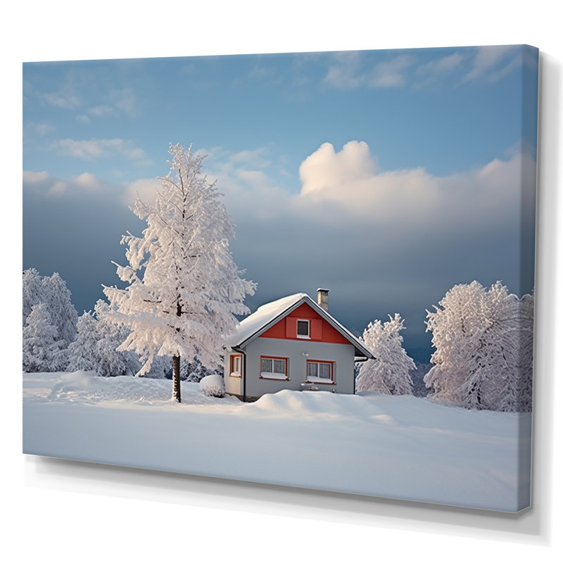 «Snowy Winter Hotel Lodges I», reproduction sur toile, Toile tendue, H 12 po x l 20 po x P 1 po