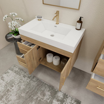 35.4" Wall-Mounted Single Bathroom Vanity Set