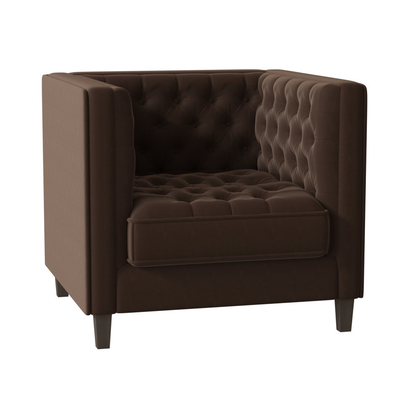 Jess Tufted Armchair, Sachi Chocolate, Brown Mahogany