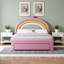 Lit plateforme double en velours arc-en-ciel pleine grandeur avec tiroirs de rangement Princess - rose, aucun sommier nécessaire