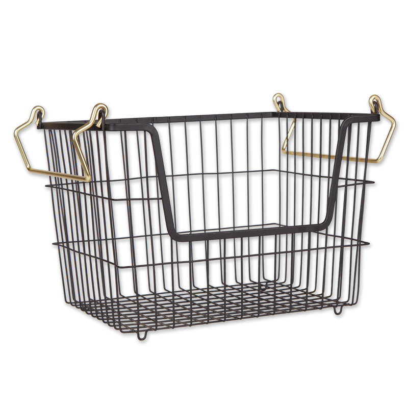 Bac froid en métal, Noir / or, H 9 po x l 10,6 po x P 12,6 po