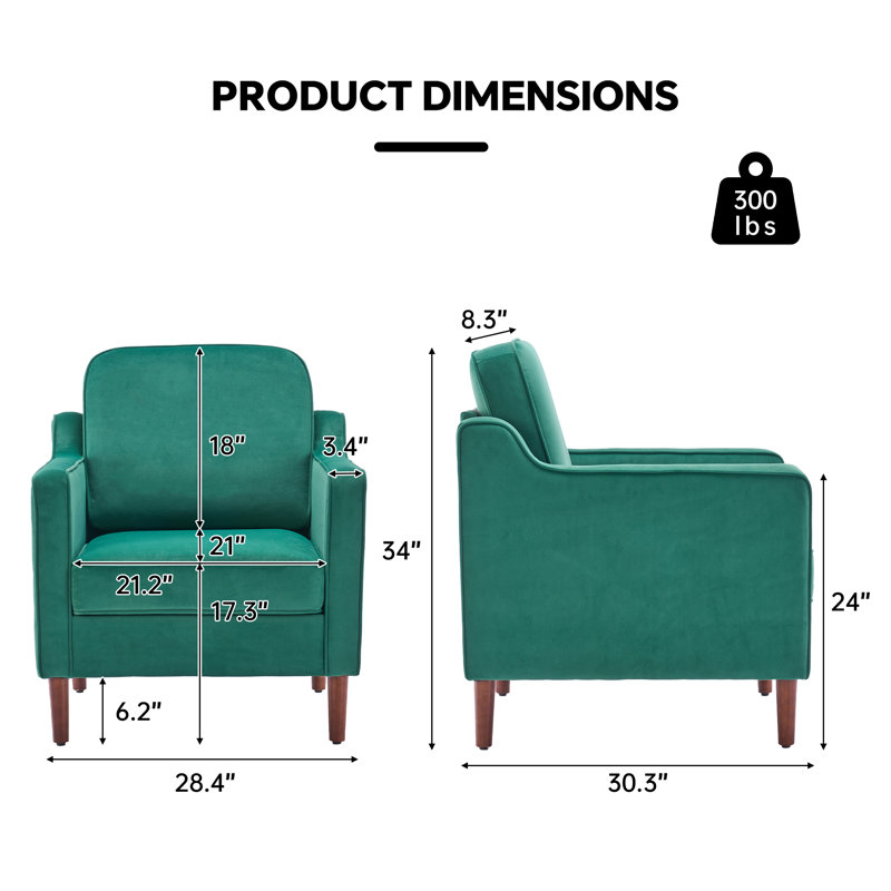 Fauteuil Greydy Irving, Velours vert