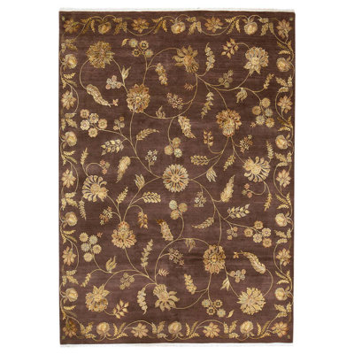 Tapis brun / beige / rouge noué à la main de haute qualité