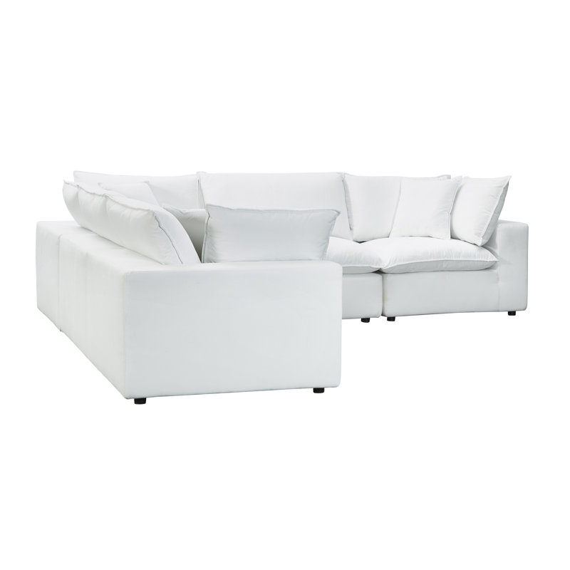 Ellaria Modular Upholstered L-Sectional, White Faux Leather