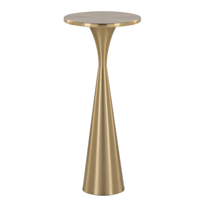 22" Contemporary Metal Side Table In Modern Brass