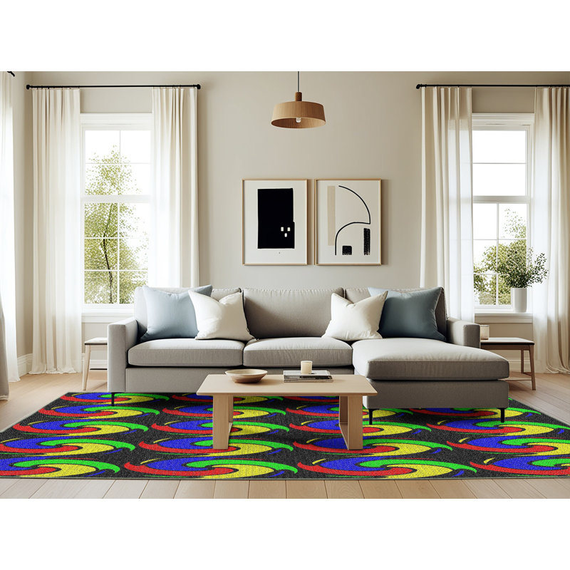 Noir Tapis décoratif, Rectangle 6 pi x 9 pi
