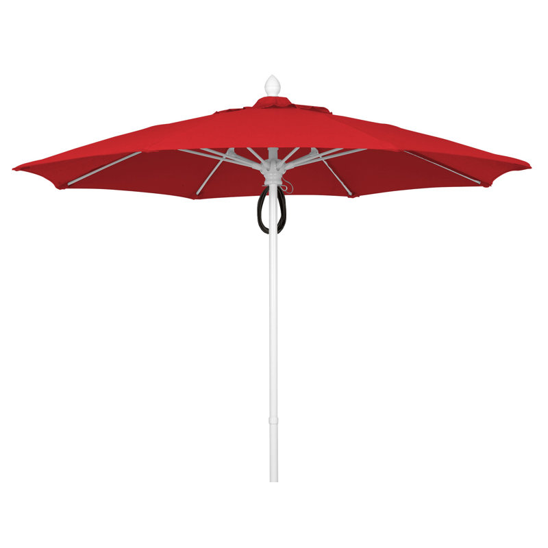 Parasol de marché 9 pi Prestige, Blanc, Toile Sunbrella® rouge Jockey