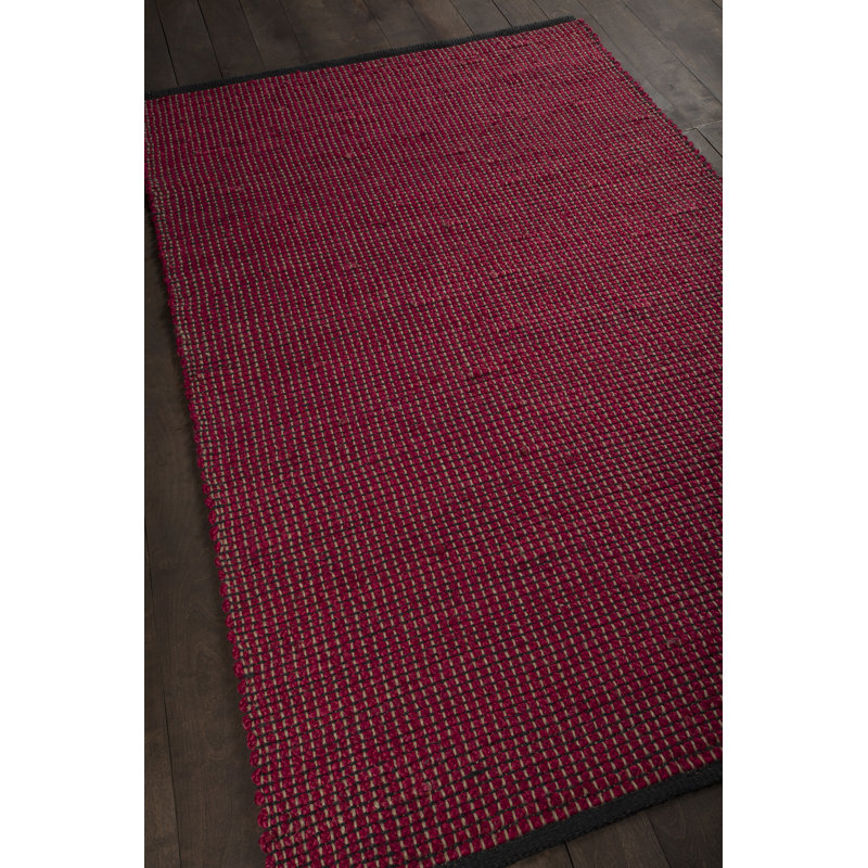 Zola Hand Loomed Modern Area Rug in Red/Charcoal, Runner 2'6" x 7'6"