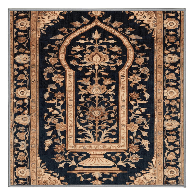 Machine Washable Persian Gray Area Rug, Square 5' x 5'