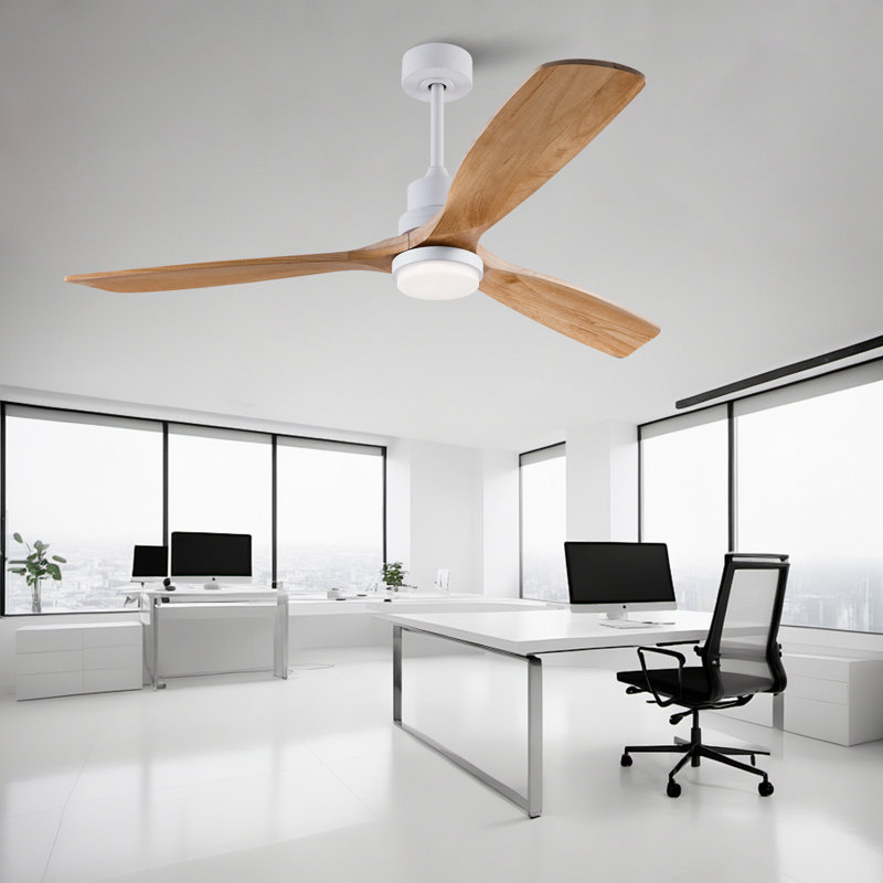 Ventilateur de plafond moderne 60 po avec 3 lumières à DEL à intensité variable et 3 lumières à DEL, Blanc antique