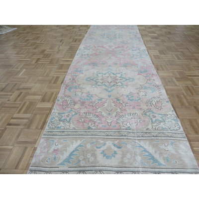 One-of-a-Kind 3'5" X 12'6" Runner Wool Area Rug in Pink