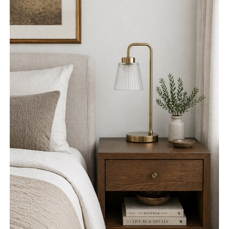 Aubriahna Metal Arched Lamp, Antique Brass, Gold