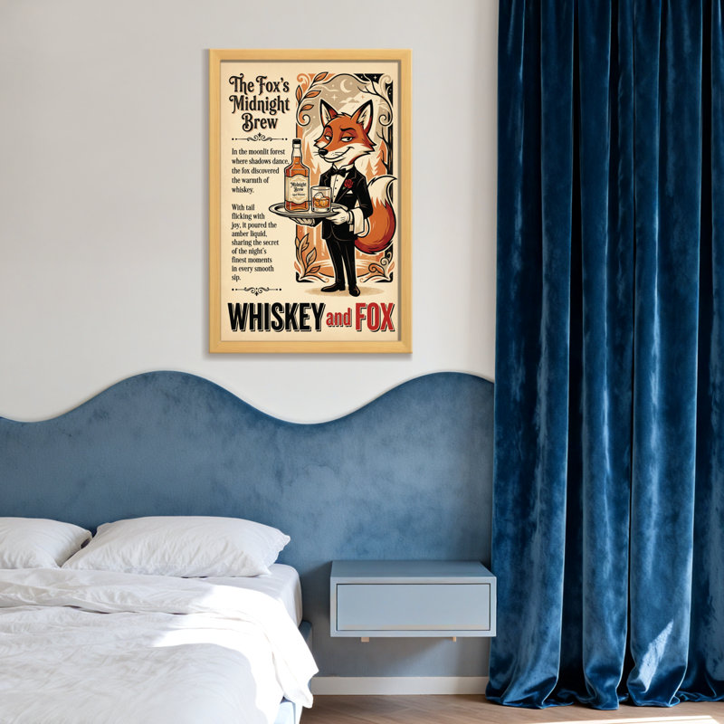 Food & Beverage Fox In Tuxedo tenant un plateau à whisky, H 36 po x l 24 po, Toile tendue, Ne s’applique pas