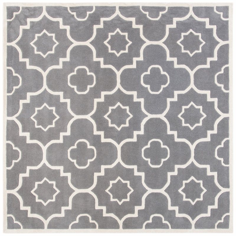 Carolene Hand Tufted Wool Geometric Rug, Square 7'