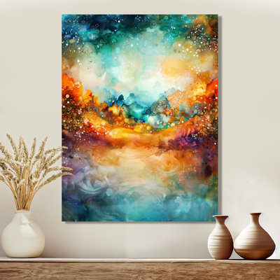 Celestial Abstract Mountain Landscape III - Paysages, art mural en métal, montagnes