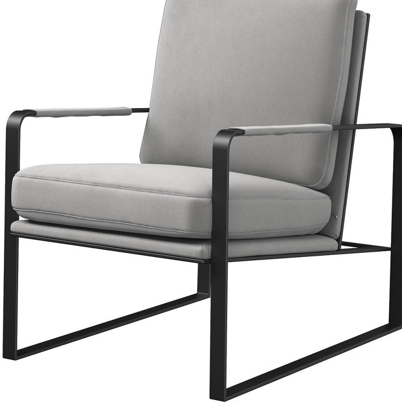 Fauteuil demi-tonneau en tissu beige Gracie Mills