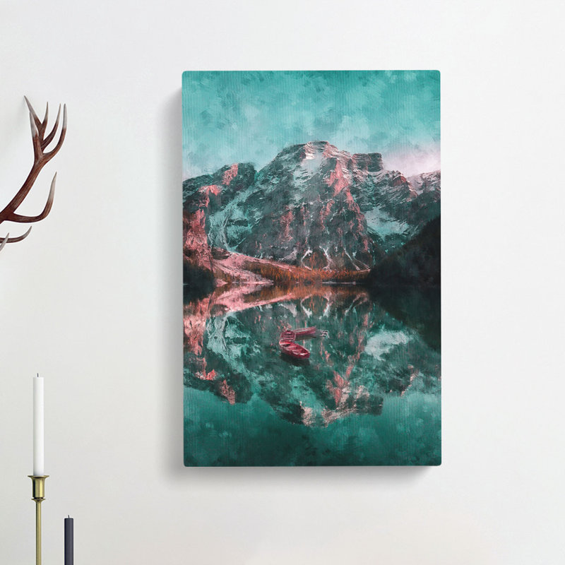 Boats In Lago Di Braies Italy - Wrapped Canvas Print, 91cm H x 60cm W x 3cm D