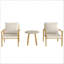 Ensemble bistro 3 pièces de style nordique avec coussins confortables et structure en acier à effet de bois durable pour petits espaces