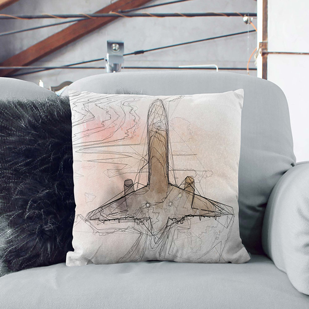 Airplane Lost in the Sky Cushion with Filling