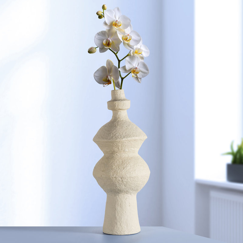 Abstract Paper Mache Tan Vase H 34"