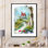 Petite maison avec toit rouge dans la forêt - peinture sur toile