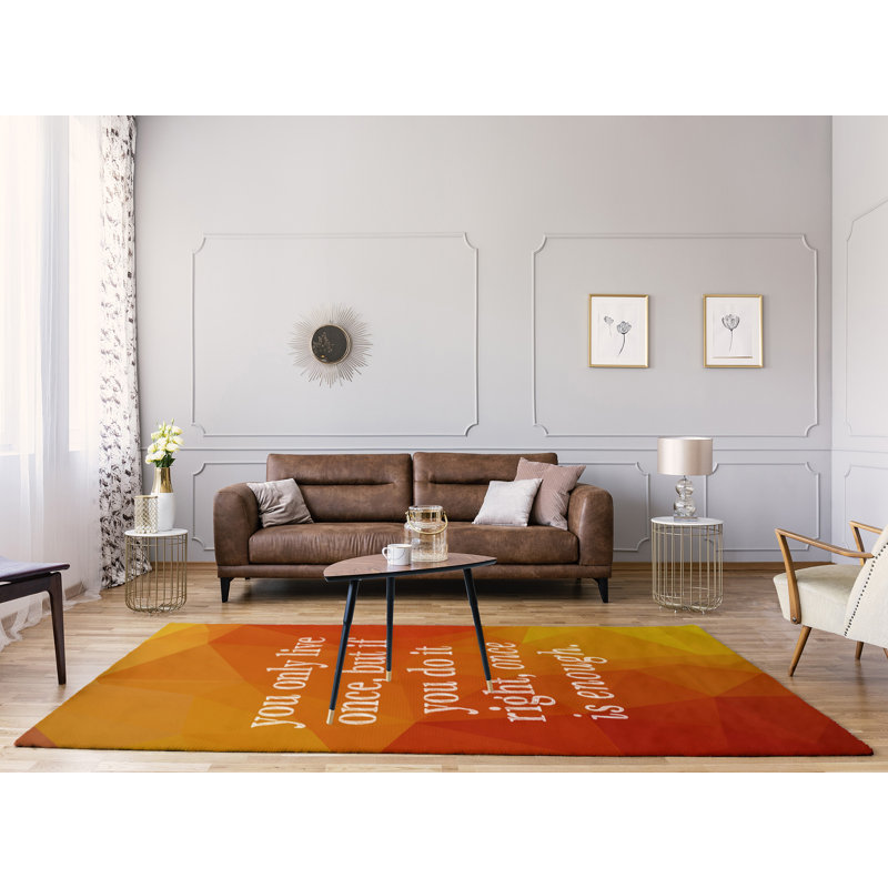 Faux gemme que vous ne vivrez qu’une fois tapis de poly-chenille, Rectangle 9 pi x 12 pi