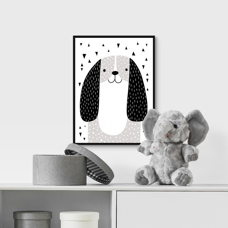 Art à motif mixte pour chien Sheard, Cadre flottant noir, H 16 po x l 12 po x P 1,75 po