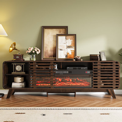 Meuble télé 80 po Mid-Century Modern Fireplace