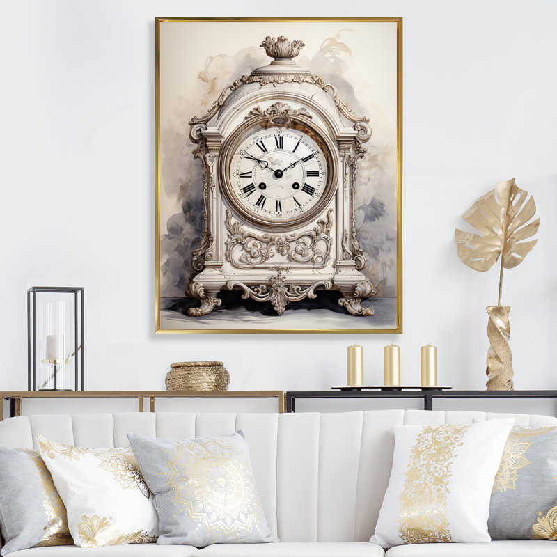Horloge classique sophistiquée - impression, H 40 po x l 30 po x P 1,5 po, Cadre flottant doré
