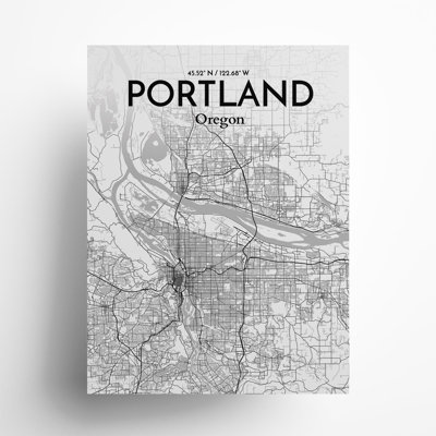 Portland City Map In Tones - No Frame Print