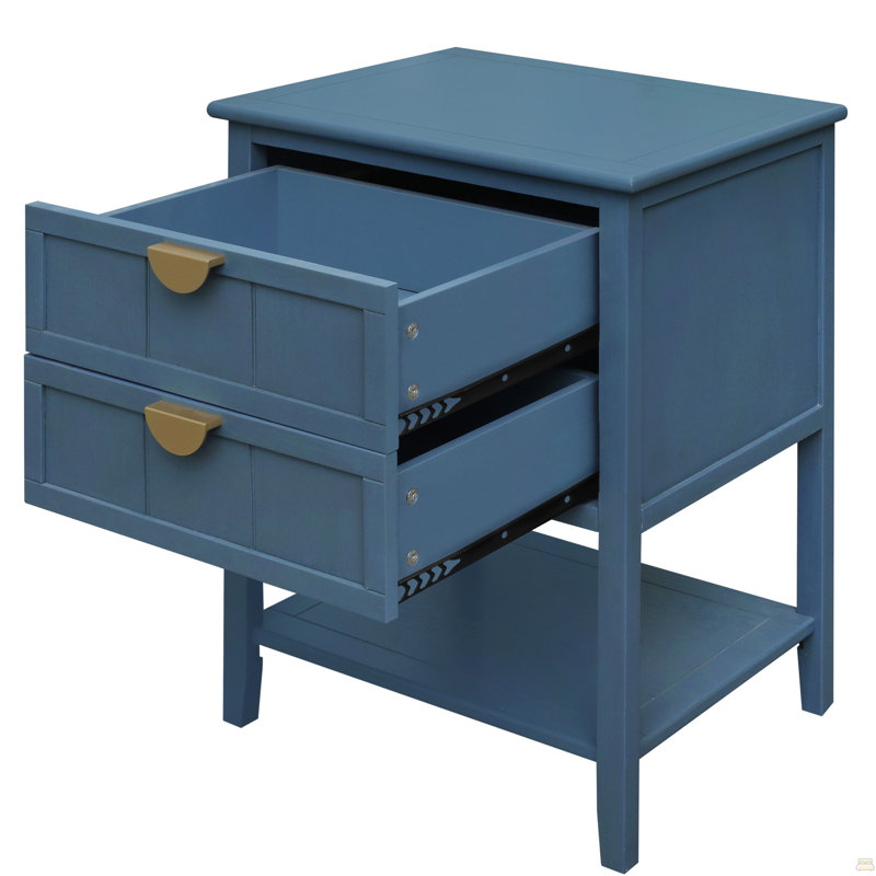 Table d'appoint 2 tiroirs, style américain, table de bout