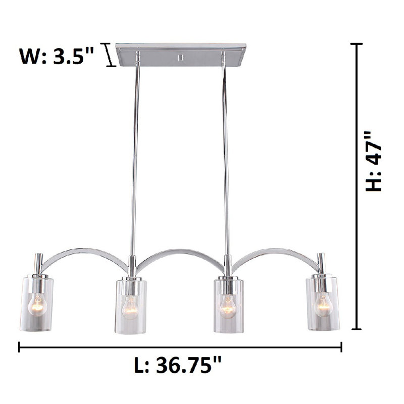 Dunkirk 4 - Light Kitchen Island Pendant, Chrome