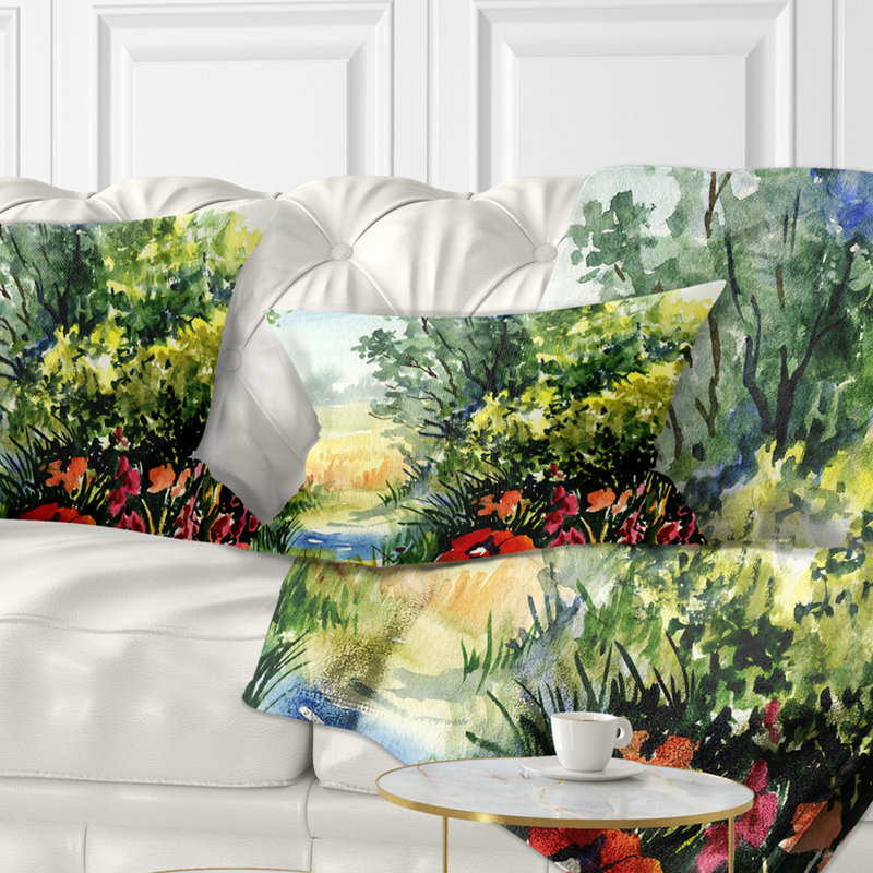 Coussin lombaire aquarelle avec fleurs