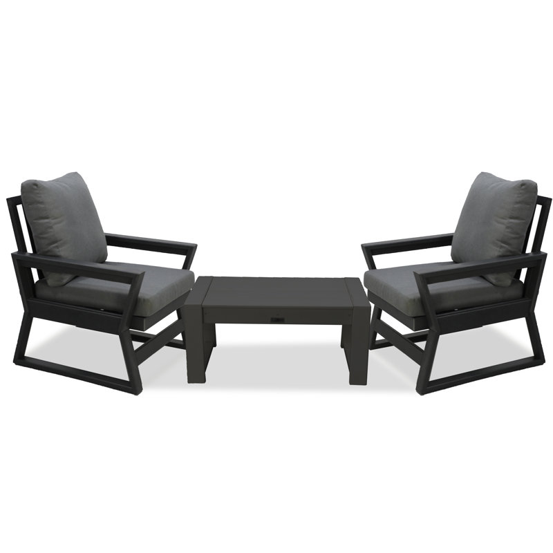 Malibu Gray HDPE 2-Person Outdoor Seating Set with Cushions