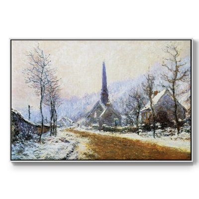 «Church At Jeufosse, Snowy Weather, 1893», reproduction d'art sur toile