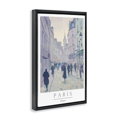 Cadre flottant vintage avec des rues bleues de Paris, design par Petal Prints Design