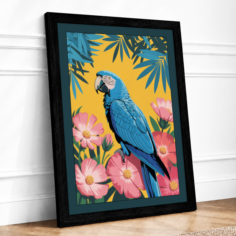 Macaw In Bloom Tropical - Print, Black, A3 - 42.0 x 29.7 cm