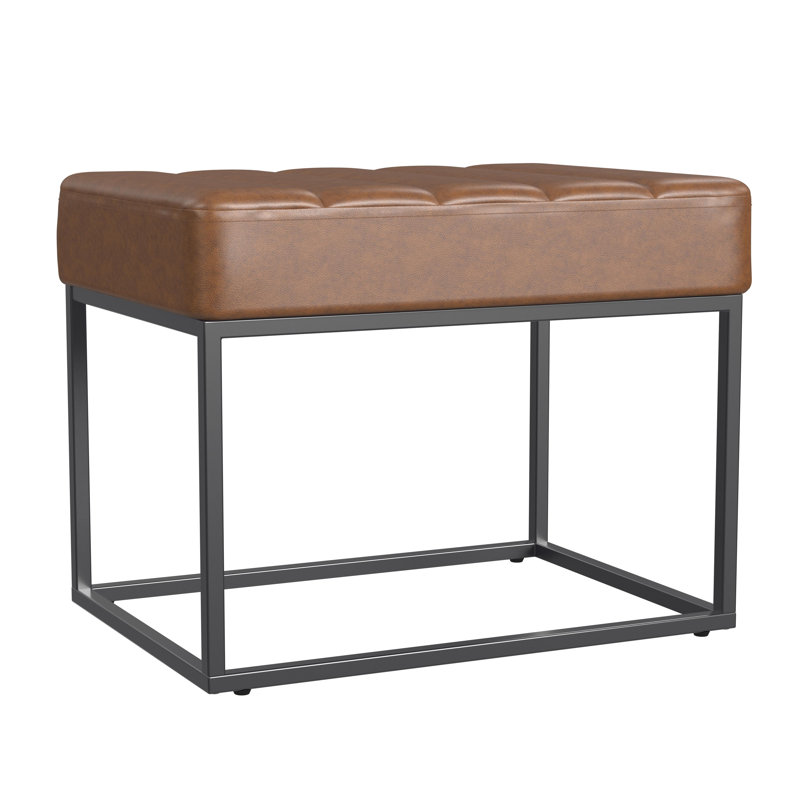 HomePop Homepop Theodore Small Ottoman - Faux Leather