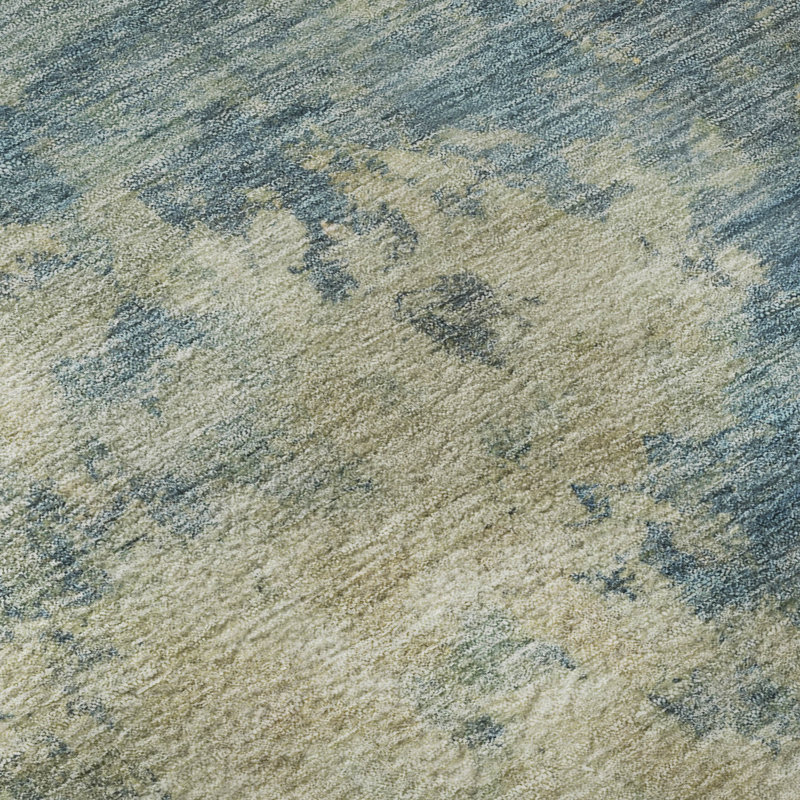 Premium Machine Washable Mayfield AMF2066 Abstract Rug, Blue, 8' Round
