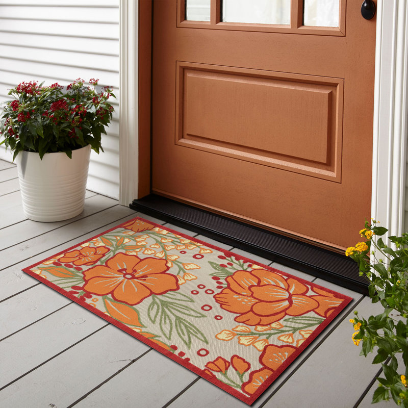 Tapis d'intérieur / extérieur à tissage floral haute / basse Waldwick Mahalo Hibiscus, Rectangle 2 pi x 3 pi