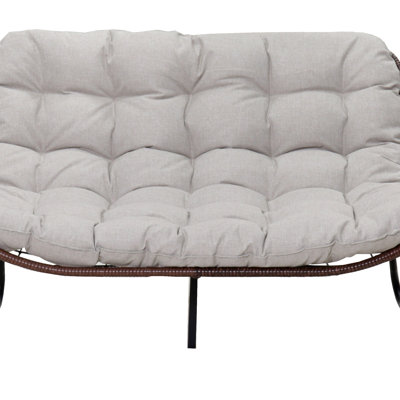 Canapé de patio, causeuse en osier d'extérieur avec coussin épais de luxe, ensemble de meubles de patio toutes saisons, banc de balançoire d'extérieur pour la cour du jardin