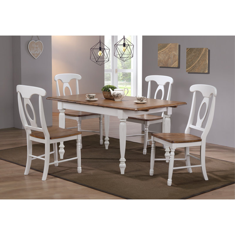 Dieter 18'' H Solid Wood Side Chair, White/Dark Brown
