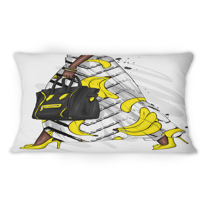 Robe avec imprimé banane et sac noir - Coussin décoratif à imprimé moderne