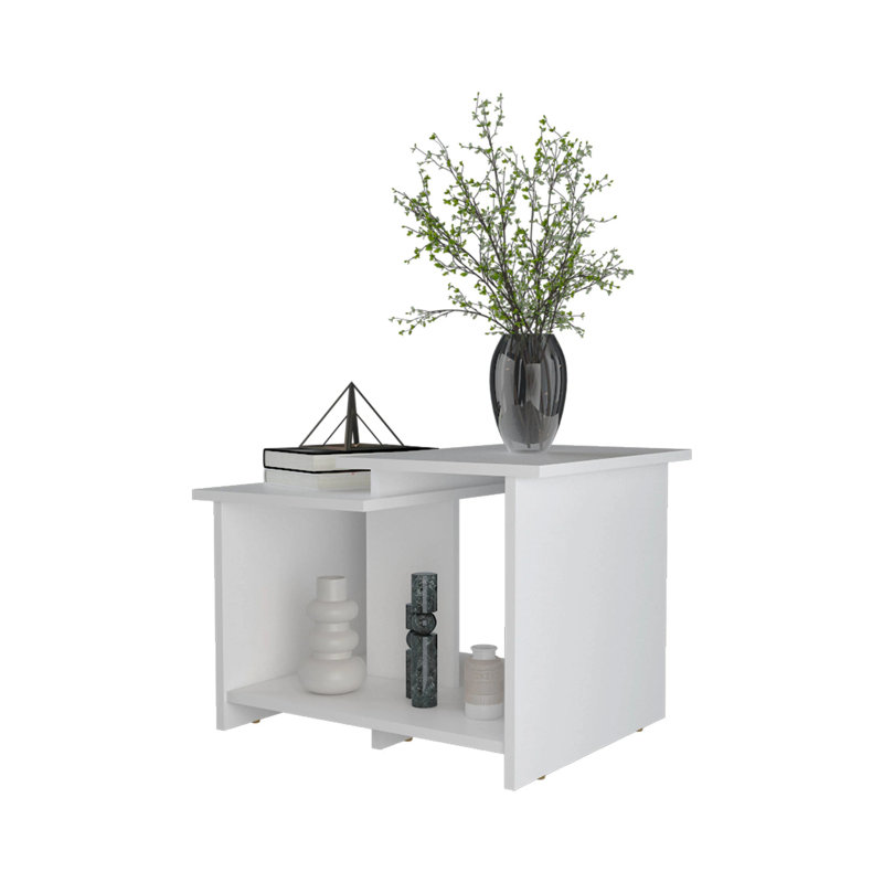 Table basse avec rangement ouvert, Blanc