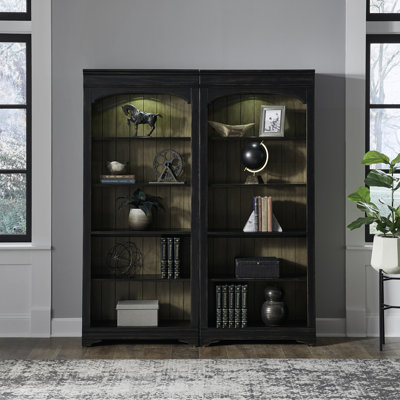 Juiliana Arched Solid and Manufactured Wood Bunching Bookcase with LED Lighting 