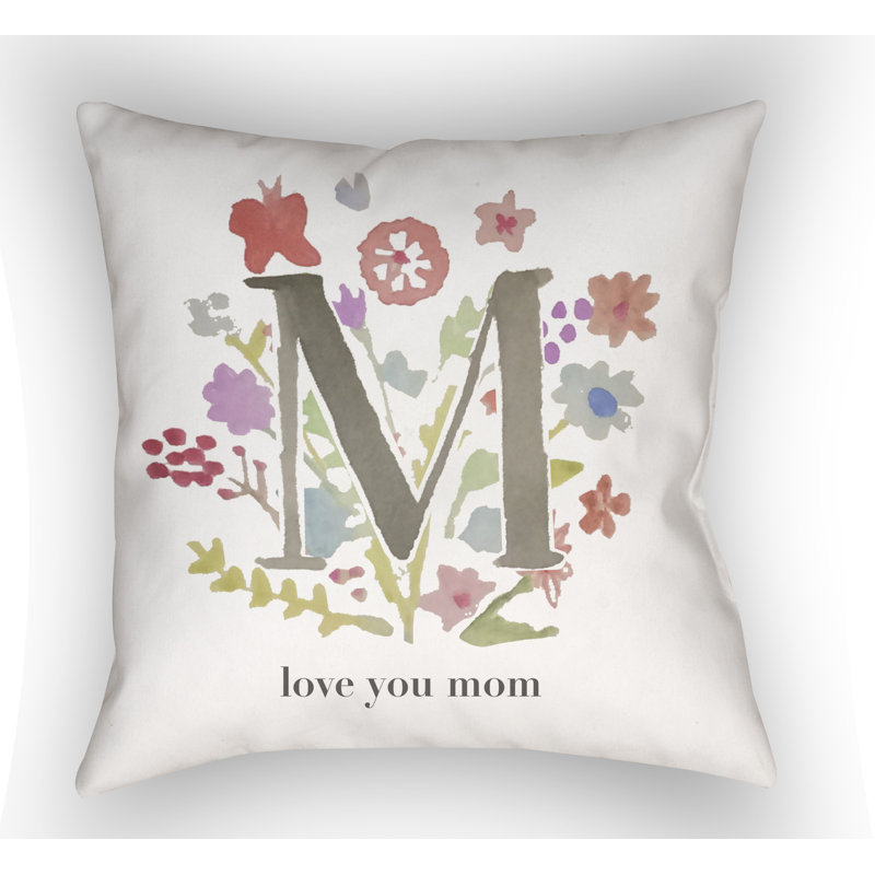 Coussin intérieur/extérieur love you maman Bruch, H 18 po x l 18 po