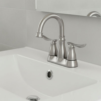 Double Handle Bathroom Sink Faucet with Drainer