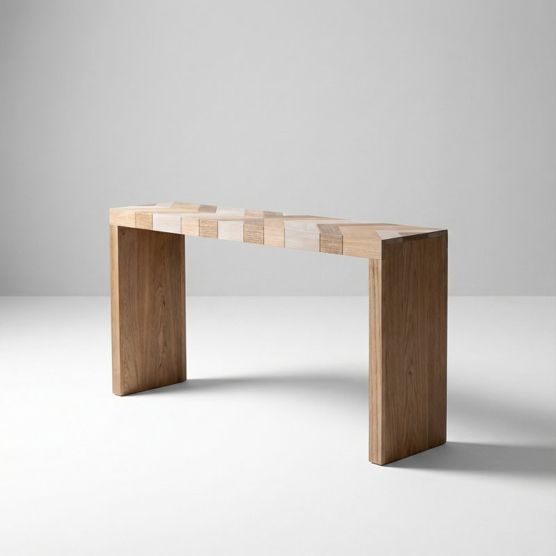 Console contemporaine à motif à chevrons avec fabrication en bois manufacturé pour les meubles de vestibule, de couloir ou de salon